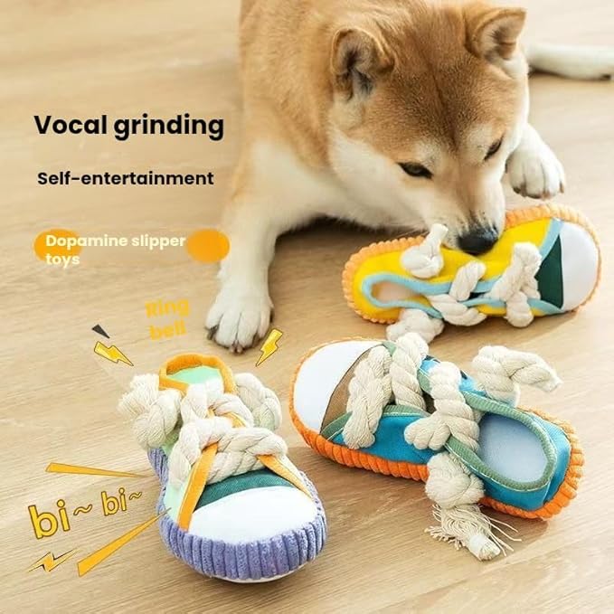 Dog Squeaky Toy Slipper - Self-Entertainment Toy for Boredom Relief, Teething, Chew-Resistant, Energy-Burning, Suitable for Small and Medium-Sized Dogs