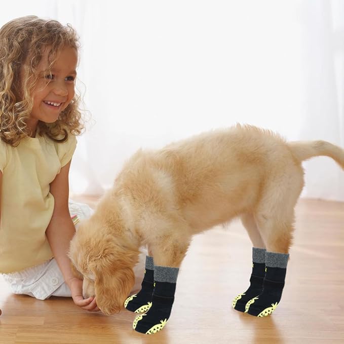 BEAUTYZOO Anti-Slip Dog Socks,Dog Shoes for Hot/Cold Pavement,Paw Protectors with Grips 3 Pairs for Puppy Small Medium Large Senior Old Dogs,Dog Socks to Prevent Licking and Hardwood Floor Protection