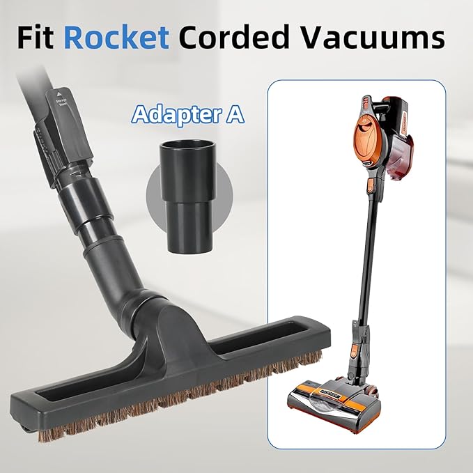 Hardwood Floor Brush Vacuum Attachment for Shark Corded Stick Rocket HV301 HV322, 1-1/4" Accessories with Adapters (Shark Hardfloor Brush)