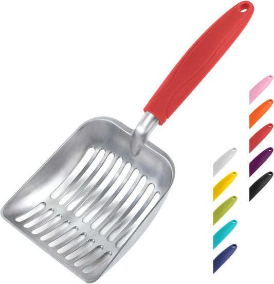 WePet Cat Litter Scoop, Aluminum Alloy Sifter, Kitty Metal Scooper, Deep Shovel, Long Handle, Poop Sifting, Kitten Pooper Lifter, Durable, Heavy Duty, for Litter Box