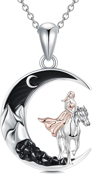 Gothic Jewelry Bat/Cat/Wolf/Dragon/Owl/Fox/Spider/Sun Pendant Sterling Silver Crescent Moon Necklace for Women Girls Black Jewelry Gifts
