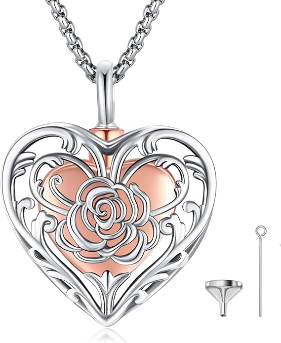 Eusense Cremation Jewelry for Ashes Urn Necklace to Put Ashes In 925 Sterling Silver Memorial Pendant Heart Urn Necklaces for Ashes Necklace for Women Men