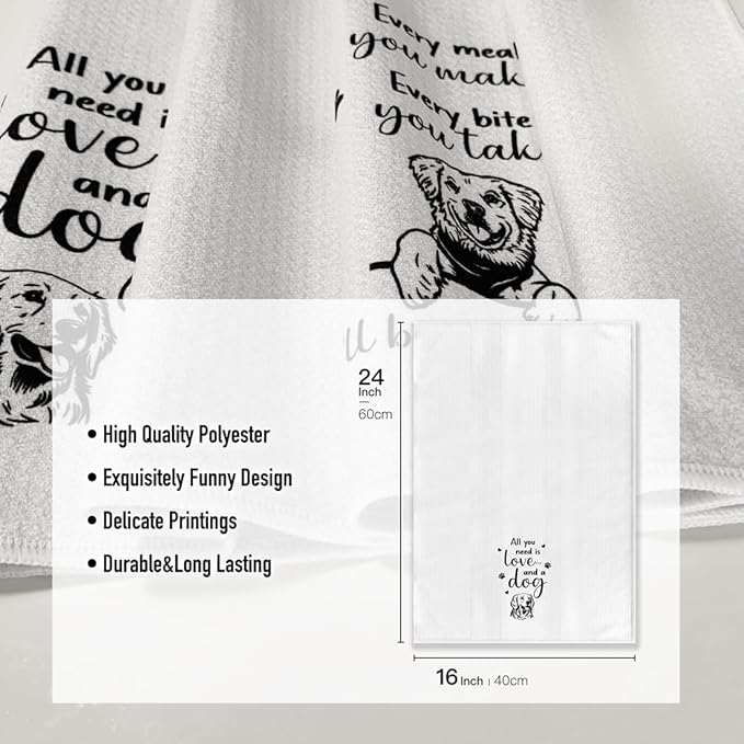 Funny Dog Lover Themed Kitchen Towels,16 x 24Inch Dishcloth,Microfiber Bar Drying Hand Cloth Absorbent Tea Towel,Ideal Gifts for Doggy Owner Mom Hostess Women New Home Housewarming