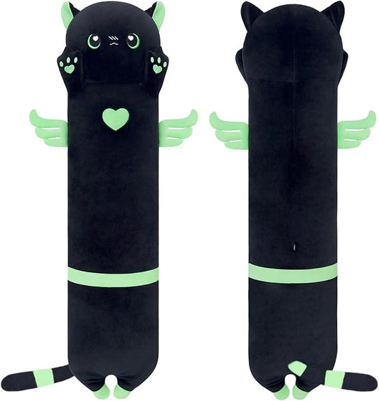 Giant Green Cat Plush, Kitten Body Pillow - Long Cute Stuffed Animals (70cm/27.5inch)