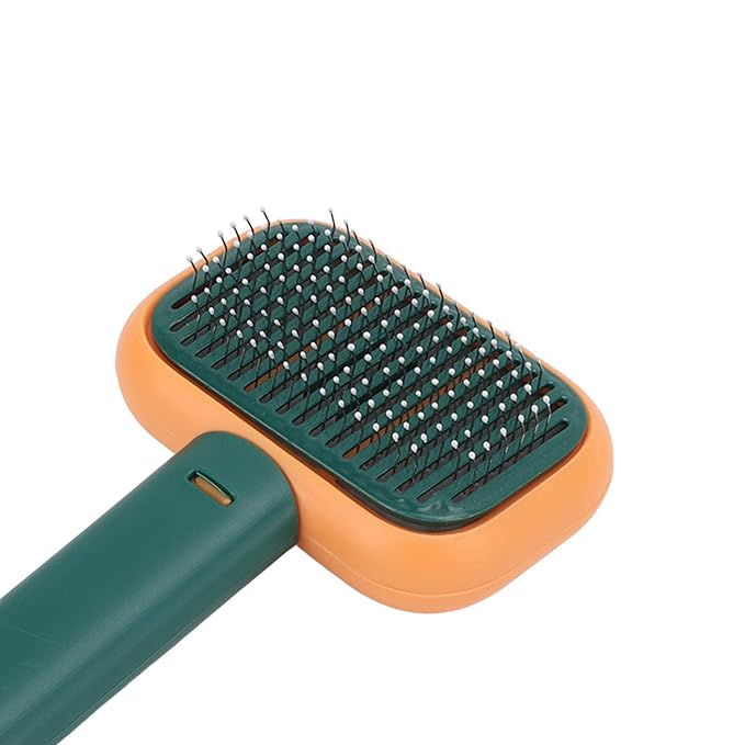 Dog Hair Brush Self Cleaning Slicker Brush Gentle Round Head Soft Needle Pet Grooming Tool For Cats Dogs Removes Floating Hair Massages Skin ABS Material 9 x 18cm (Orange Green)