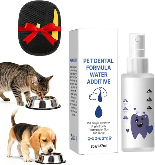 PawBright Dental+ Plus Water Additive for Dogs & Cats - Daily Oral Care to Freshen Breath, Clean Teeth & Maintain a Fresh Mouth, Odorless & Flavorless, 8oz.