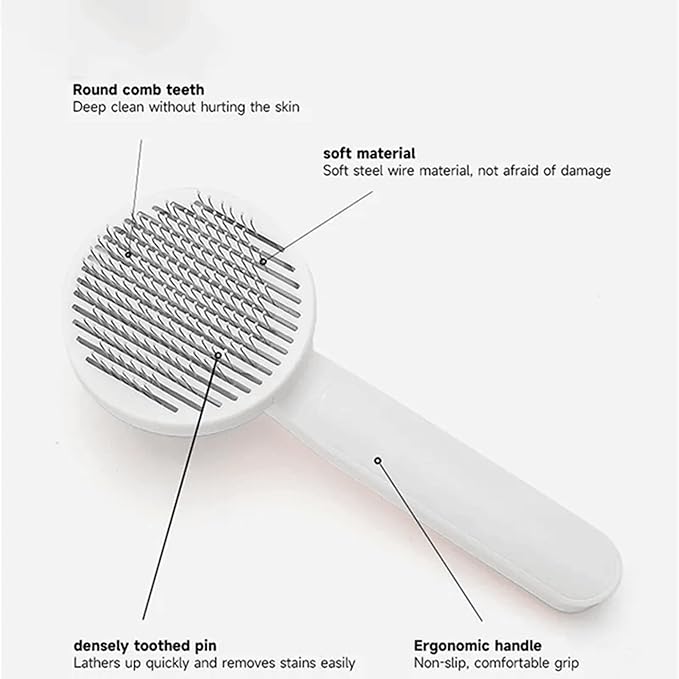 Cat Grooming Brush Slicker Brush for Pet Self Cleaning Hair Removal with Stainless Steel Needles Shedding & De-Matting Tool Hair Remover for Pet Dogs Cats (Pink)