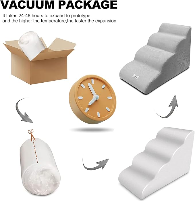 Dog Stairs, Removable and Washable Pet Stairs, 4-Steps Non-Slip Pet Ramp, Dogs Steps for High Bed Sofa, High Resilience Sponge Dog Stairs(Light Brown)