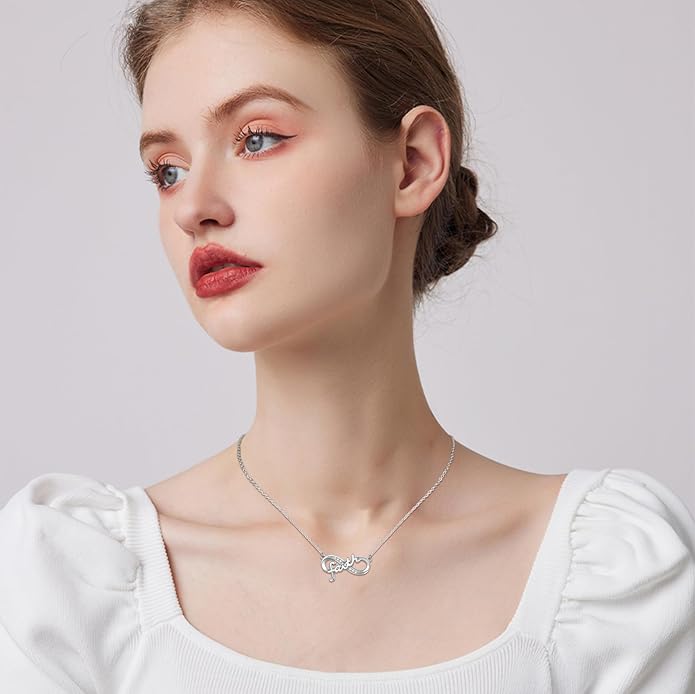 Dog/Paw Print/Infinity Necklace for Women 925 Sterling Silver Heart Dogs Pendant Necklaces Jewelry Christmas Birthday Gifts for Dog Lovers Friends