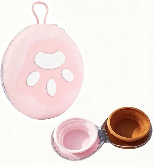 Zegcohjave Collapsible Dog Bowls,Travel Dog Bowl, Dog Water Bowl,Cat Bowl,Portable Pet Bowl, Suitable for Travel, Camping, and Hiking(Brown and Pink)