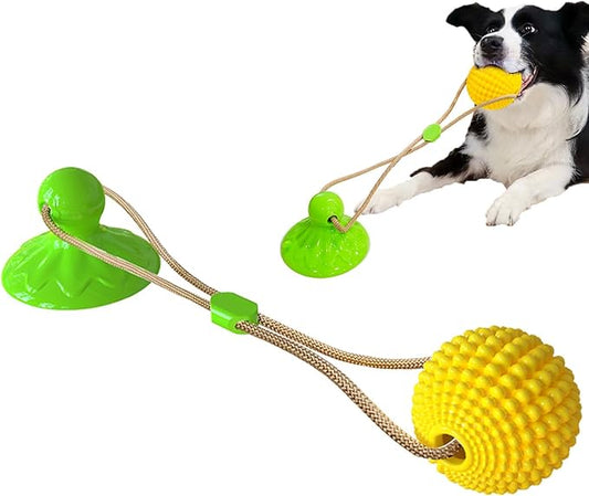 Corn Ball Chew Toys for Aggressive chewers, Interactive Suction Cup Dog Tug of War Toys, Teething Rope Toys for Dog Boredom, Enrichment Teeth Cleaning for Medium Large Dogs (Green)