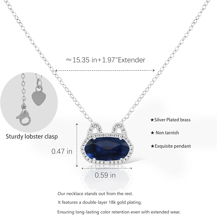 Fashion Jewelry Cat Necklace Collection for Women - Gold & Silver Plated Brass Pendant with Natural Gemstone, Dainty Cute Animal Jewelry Gift (Multiple Styles)