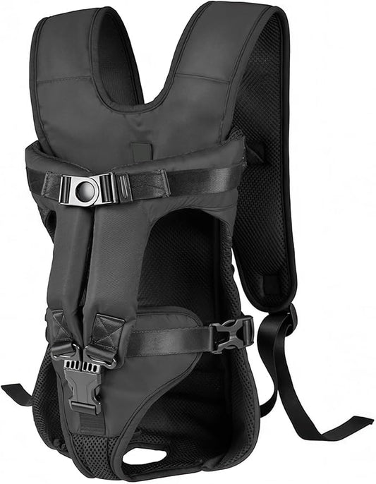 Dog Backpack Carrier, Legs-Out Front Carrier for Small Medium Dogs, Adjustable Breathable Front Carrier for Hiking, Cycling, Travel (Black)