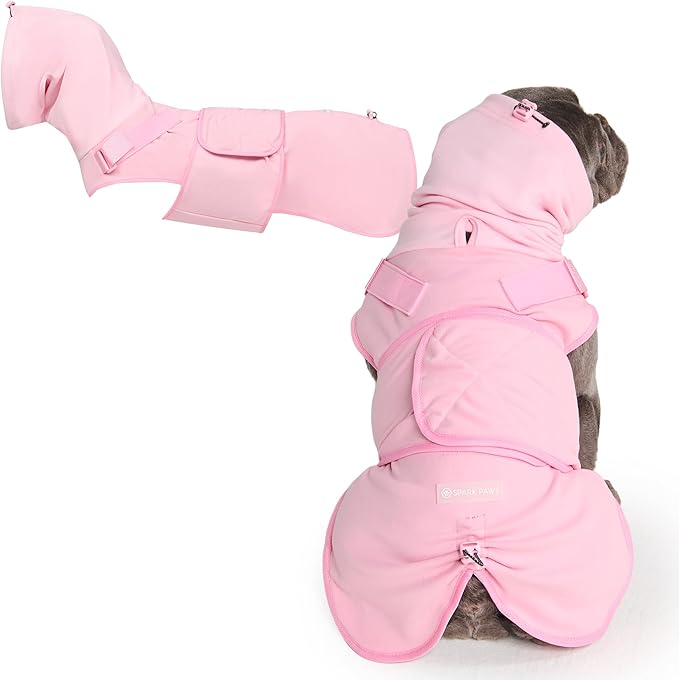 Spark Paws Anxiety Relief Vest for Dogs – Gentle Compression Dog Anxiety Suit, Calming Wrap for Separation Anxiety, Thunder, Fireworks, Suitable for Small Medium and Large Breeds - Pink - Size L