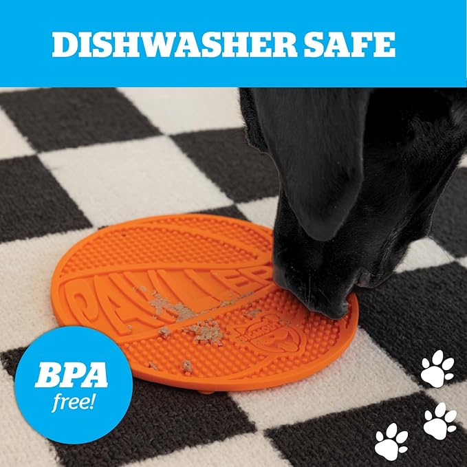 Basketball Lick Mat for Pets, Non Slip Silicone Enrichment Pad for Dogs Cats, Slow Feeding Anxiety Relief During Grooming Bathing Training, Treat Dispensing Textured Surface