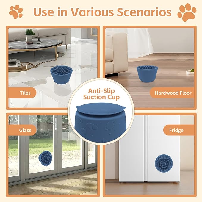 Dog Lick Bowl with Brush Scraper,Anxiety Relief Non-Slip Treat Dispenser,Durable Anti-Choking Enrichment Slow Feeder Licking Bowl for Medium Large Breed,Freezable BPA Free Silicone Dishwasher Safe