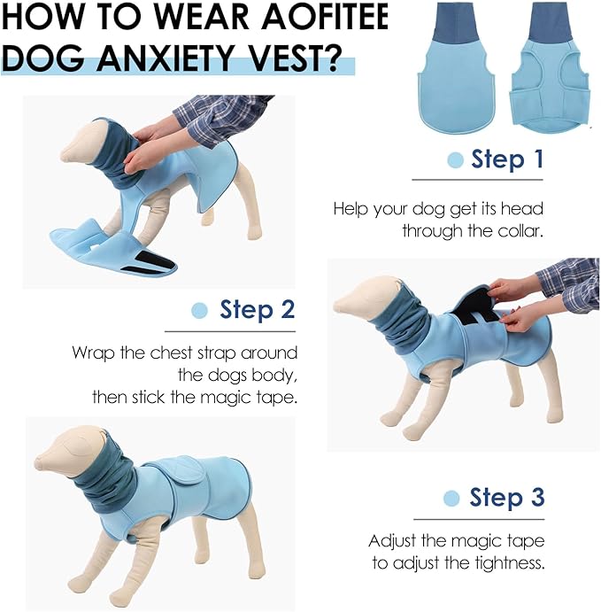 AOFITEE Dog Anxiety Calming Hoodie, Thunder Jacket for Dogs Anxiety, Breathable Calming Shirt for Fireworks, Thunder, Travel, Separation, Pet Hoodies for Noise Block & Ear Protection, XS