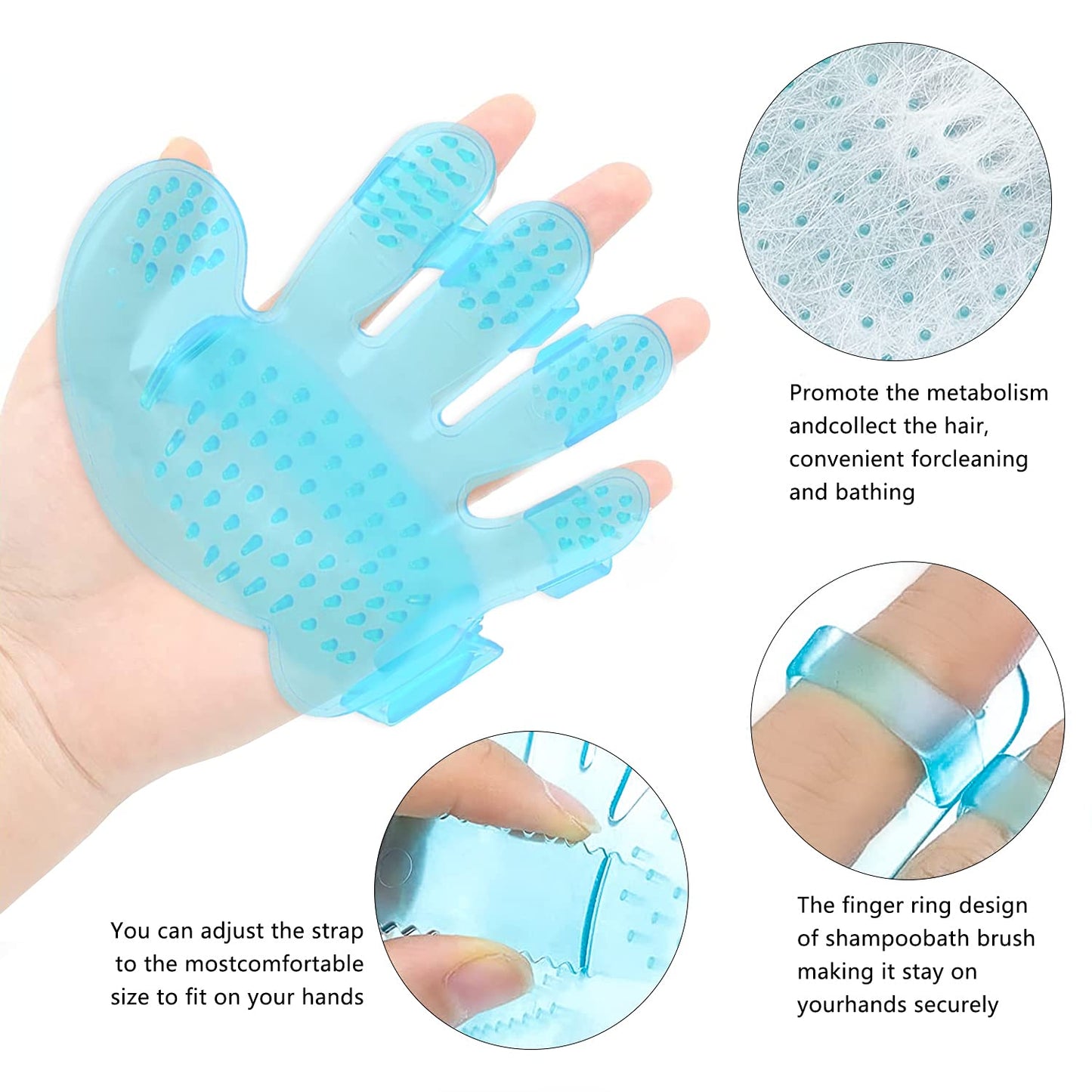 7-Piece Small Pet Grooming Kit with Brush, Nail Clippers, and Adjustable Strap for Rabbits, Hamsters, Guinea Pigs (Blue)