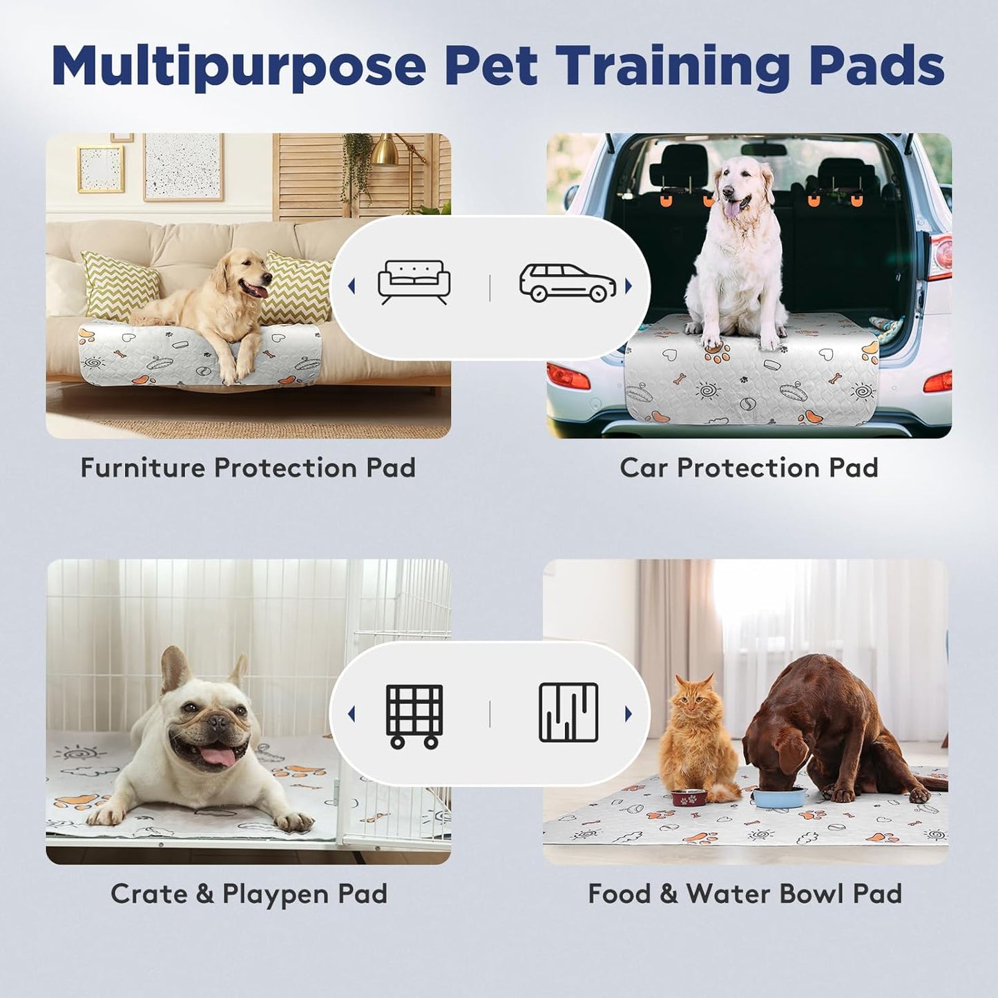 FURTIME Washable Pee Pads for Dogs, 2 Pack Large 41''x41'' Super Absorbent Reusable Dog Training Pads, 100% Waterproof Non-Slip Whelping Playpen Crate Mat Bed Products Gray (Gray Puppy Pads-41x41)