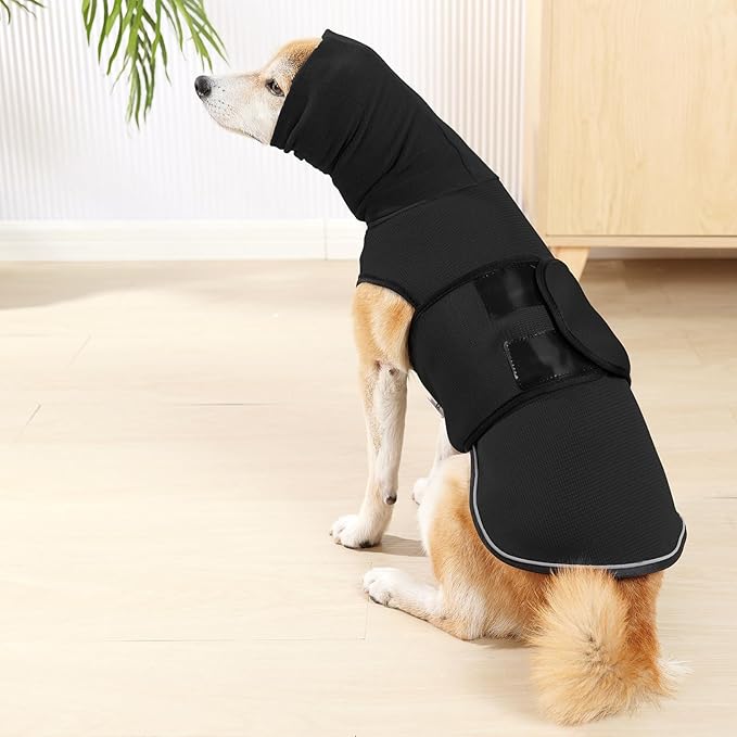 ROZKITCH Dog Anxiety Relief Jacket, Turtleneck Calming Vest for Indoor & Outdoor Use, Breathable Dog Shirt for Separation & Noise Anxiety Black L