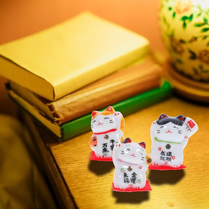 IMIKEYA Japanese Fortune Cat Home Decor 3pcs miniture Decoration Miniature Animal Figurines Decor Waving cat Figurine Figurines Figurine Ceramics Crafts Desktop Decoration Number