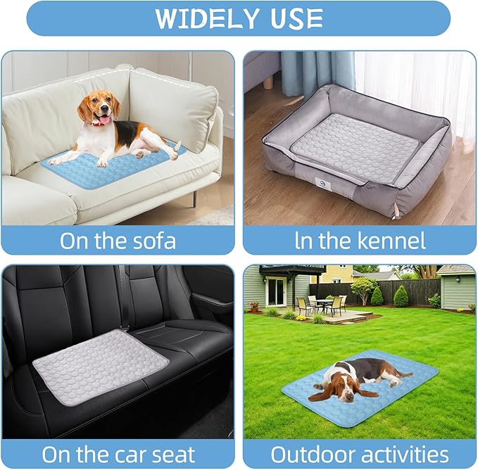 Dog Cooling Mat,2025 Upgrade Pet Cooling Mat for Dogs Cats,Summer Ice Silk Cool Mats & Sleeping Pad for Indoor or Outdoor,Perfect as Blanket for Kennel Sofa Bed Floor Car (Grey, Small, 19.6"x15.7")