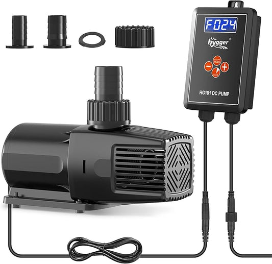 hygger 24V DC Adjustable Aquarium Water Pump & Wavemaker,30dB Quiet Return Pump,10-Speed Flow Control, Dry Run Anti-Block Protection for Freshwater Saltwater Ponds Fountains(34W,1056GPH/4000LPH)