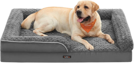 Feandrea Orthopaedic Dog Bed for Large Dogs, Waterproof Dog Sofa Bed with Removable Washable Cover, 42 x 32 x 7 Inches, Slate Gray UPGW253G02