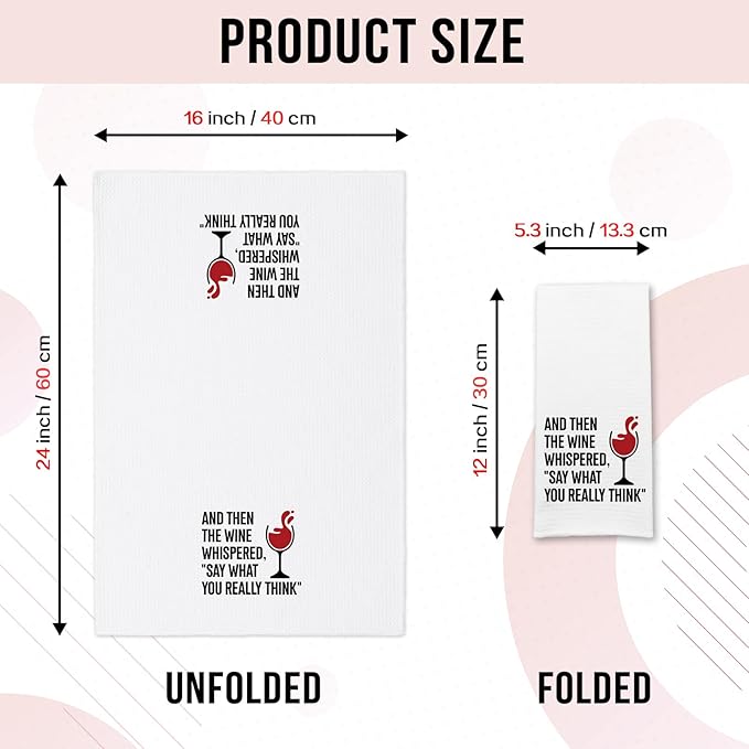 Funny Kitchen Towels for Women, and Then The Wine Whispered Dishcloths, Wine Lovers Gifts, Kitchen Decorative Tea Towels with Saying, Sweet Housewarming Gifts for Hostess Housewife Friend