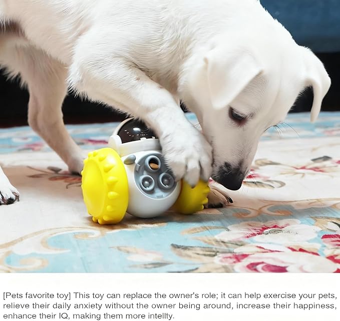 Interactive Dog Toys & Treat Dispenser for Small, Large Dogs - Enrichment Toy, Mental Stimulation Toys to Keep Them Busy and Prevent Boredom (Yellow)