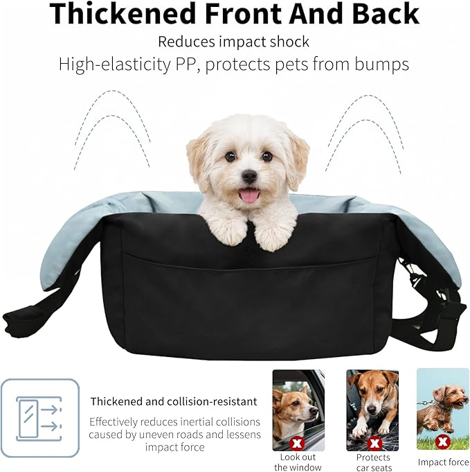 Dog Car Seat for Small Dogs: Puppy Car Seats Bed Waterproof with Safety Leash - Pet Carseat Doggy Carrier with Storage Pockets,Washable,Black