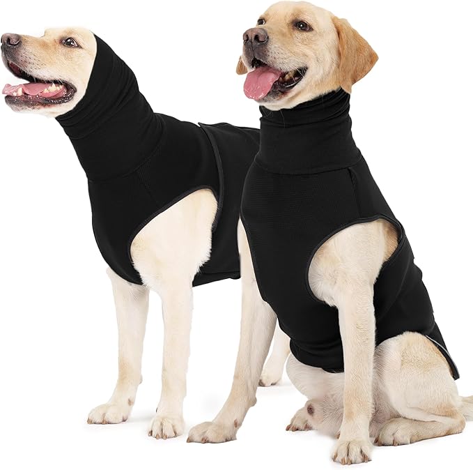 ROZKITCH Dog Anxiety Vest Hoodie with Head Cover, Jacket for Noise Block & Ear Protection, Calming Coat for Travel & Vet Visits Black S