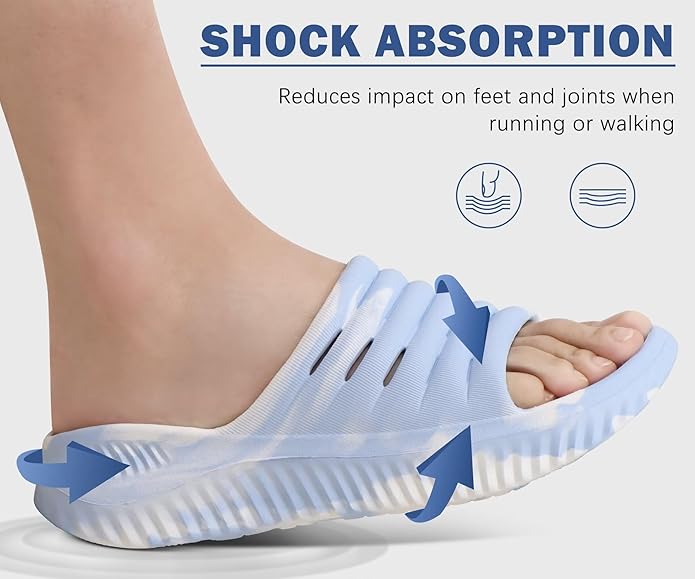KuaiLu Womens Recovery Sandals With Comfortable Plantar Fasciitis Support,Ladies Orthotic Open Toe Sport Slides Thick Cushion Reduces Stress on Feet,Joints & Back Post-Exercise