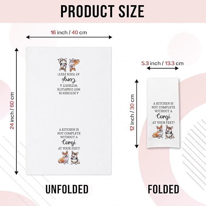 Funny Corgi Kitchen Towels, A Kitchen is Not Complete Without A Corgi Dishcloths, Dog Lovers Gifts for Women, Decorative Hand Towels with Saying, Housewarming Gifts for Hostess Friend Dog Mom