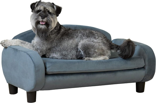 Paws & Purrs Cat Sofa Bed, Pet Couch for Indoor Cats Elevated Cat Beds with Removable Washable Mattress Cover for Kitten, Puppy or Small Animal- 31.5" Wide, Cornflower