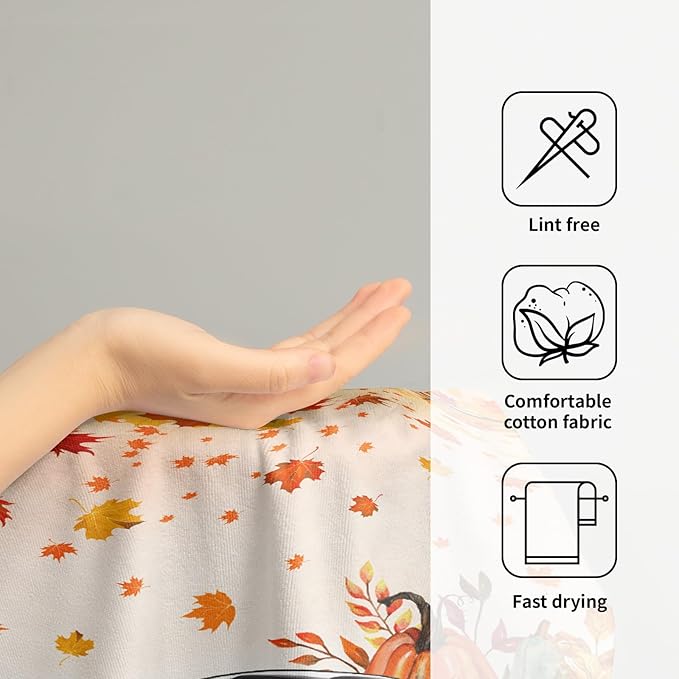 Giwawa Fall Plaid Truck Hand Towels Set of 2 Pumpkin Harvest Decorative Fingertip Towels Soft Face Towel for Bathroom Home Hotel Kitchen Decor