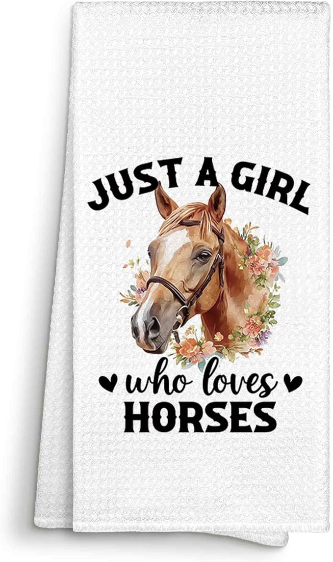 Just a Girl Who Loves Horses Kitchen Towels Decorative Gifts for Horse Lovers Women 16x24, Horse Dish Towel Cloths Dishcloths Tea Towel, Horse Bathroom Kitchen Hand Towel Decor