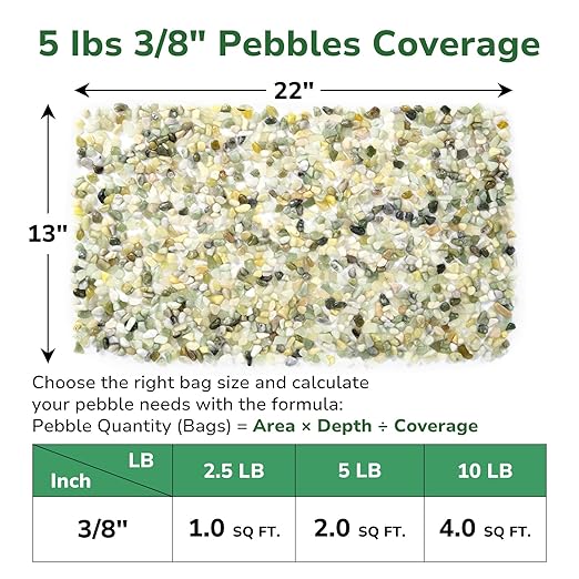 GreatBuddy 5-lb Decorative Rocks for Indoor Plants, 3/8" Jade Pebbles for Planters, Gravel for Succulent, Vases, Bamboo, Garden Landscaping, Crafts, Aquariums, Natural Polished