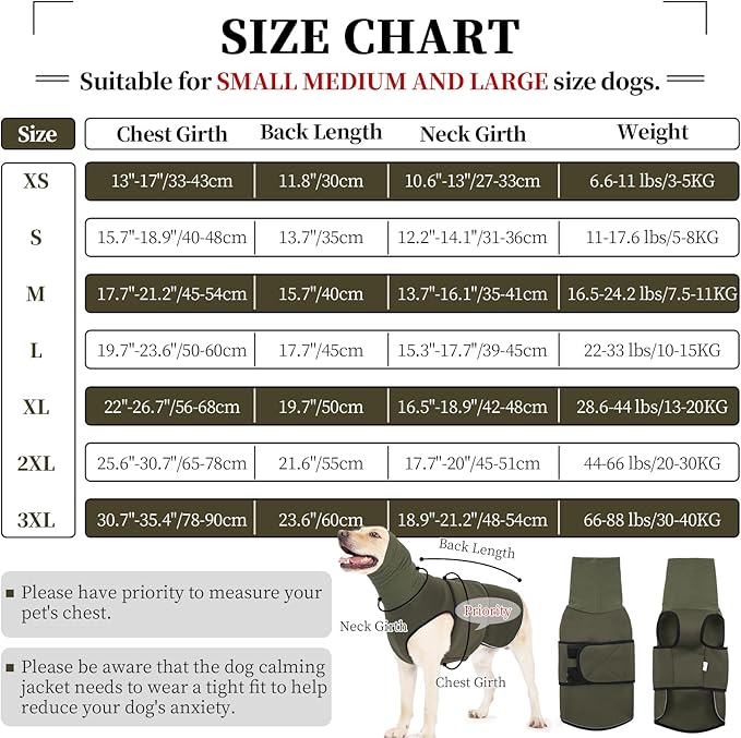 ROZKITCH Dog Anxiety Vest Hoodie with Head Cover, Jacket for Noise Block & Ear Protection, Calming Coat for Travel & Vet Visits ArmyGreen S