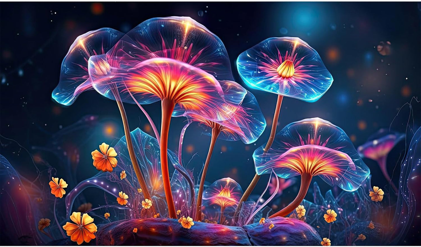 Flower Aquarium Background Modern Style Bluebell Blooming Flower Floral Design Terrarium Background Mysterious Elegant Glowing Fantasy Flower Fish Tank Backdrop Poster Decorations Vinyl 48x24in