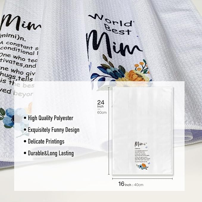 Funny Mimi Kitchen Towels, 16 * 24 Microfiber Bar Towel,Dish Cloths,Hand Towel, Hilarious Absorbent Dishcloth,Fun Nana Grandmother Gift On Birthday,Christmas,Thanksgiving,Mothers Day