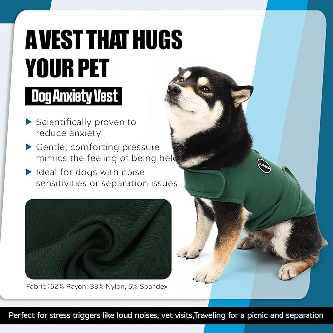 Dog Anxiety Vest Comfort Relief Coat, Dog Anxiety Calming Vest Wrap for Thunderstorm, Travel, Fireworks, Vet Visits, Separation Anxiety Relief for Dogs