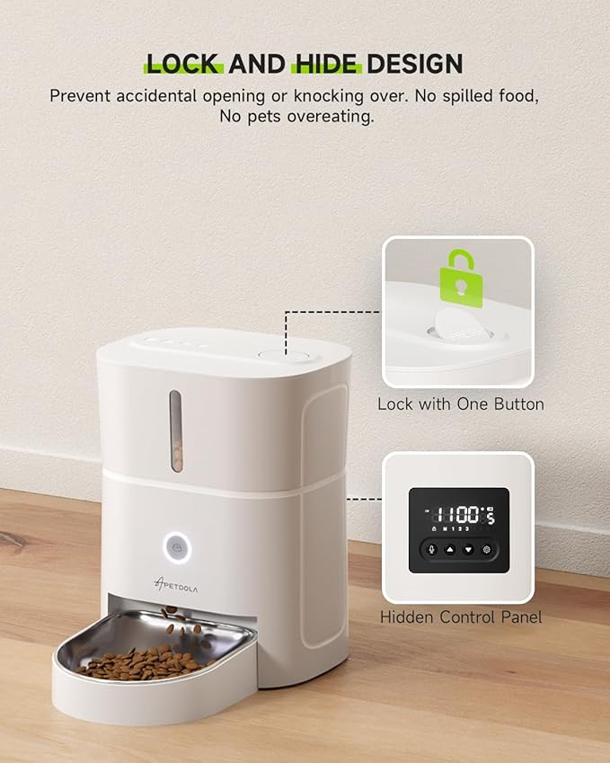 Automatic Cat Feeder, 5G & 2.4G Wi-Fi Cat Food Dispenser with APP Control, 3L Timed Pet Feeder for Pet Dry Food, 1-10 Meals Per Day