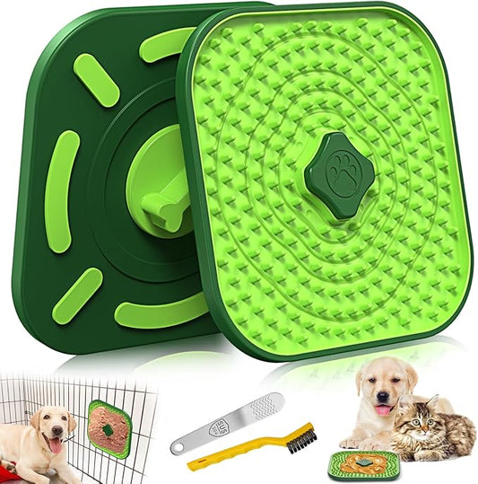 HOPET Licking Mat for Dogs Crate, Interactive Large 7.1" Size Lick Mats for Boredom Relief & Anxiety Reduction, Soft & Safe Peanut Butter Lick Pad for Training(Square-Shaped)