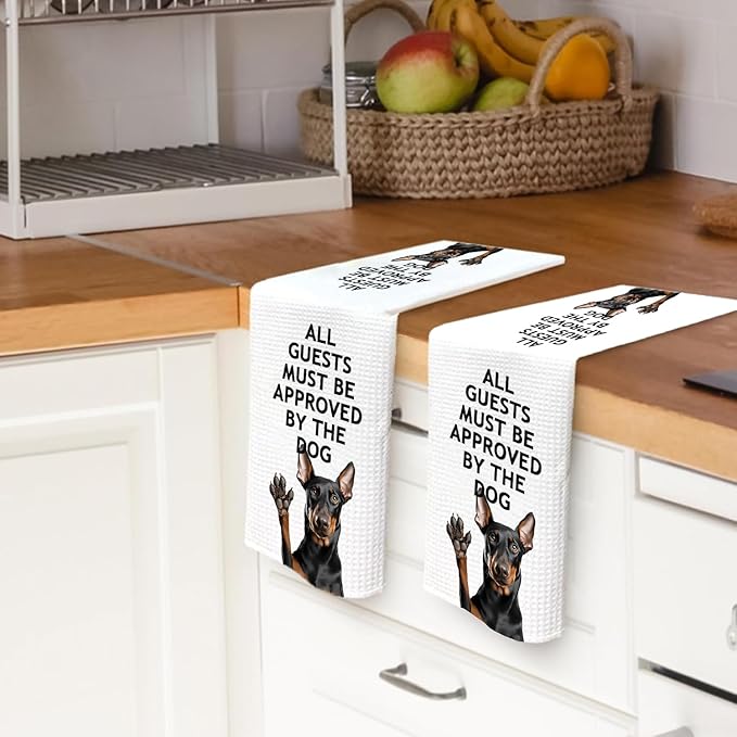 Funny Doberman Dog Gifts Kitchen Bathroom Decor Towels 16″×24″,Dog Lovers Gifts for Girls Mom Women, Funny Doberman Bathroom Kitchen Dish Hand Towels,Doberman Gifts for The Owners
