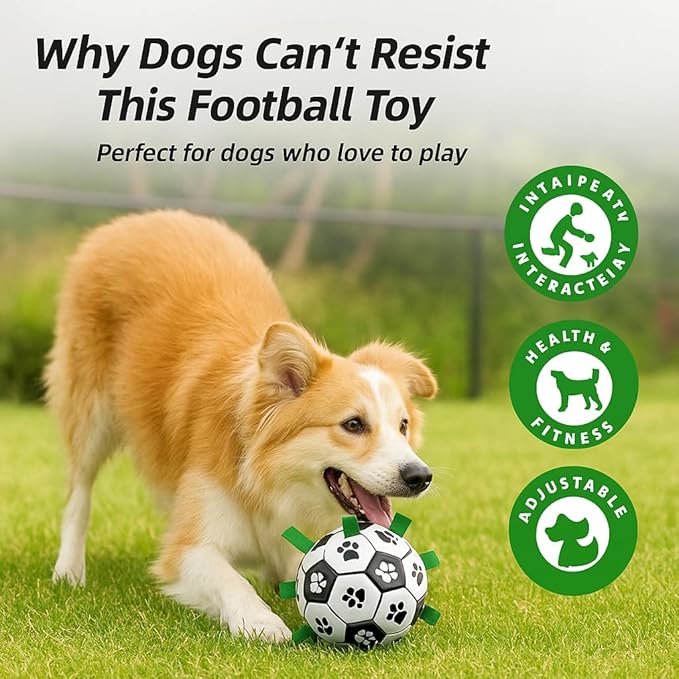 Dog Toys, World Cup Soccer Ball with Straps, Interactive Lightweight Dog Toys for Outdoor Play, Tug of War, Puppy Birthday Gifts, Water Toy - Ideal Pet Gift for Large Dogs (8 Inch)