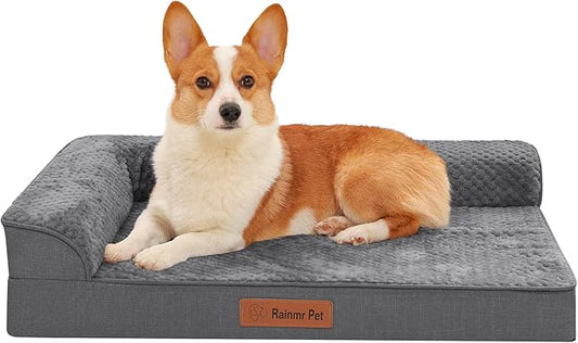 Orthopedic Dog Bed Medium Size Dog, Memory Foam Dogs Bed for Medium Dogs, Washable Removable Cover, Nonskid Bottom, Waterproof, for Indoor, Outdoor, Crate ＆ Car Use, 35x23x6 Inches, Dark Grey