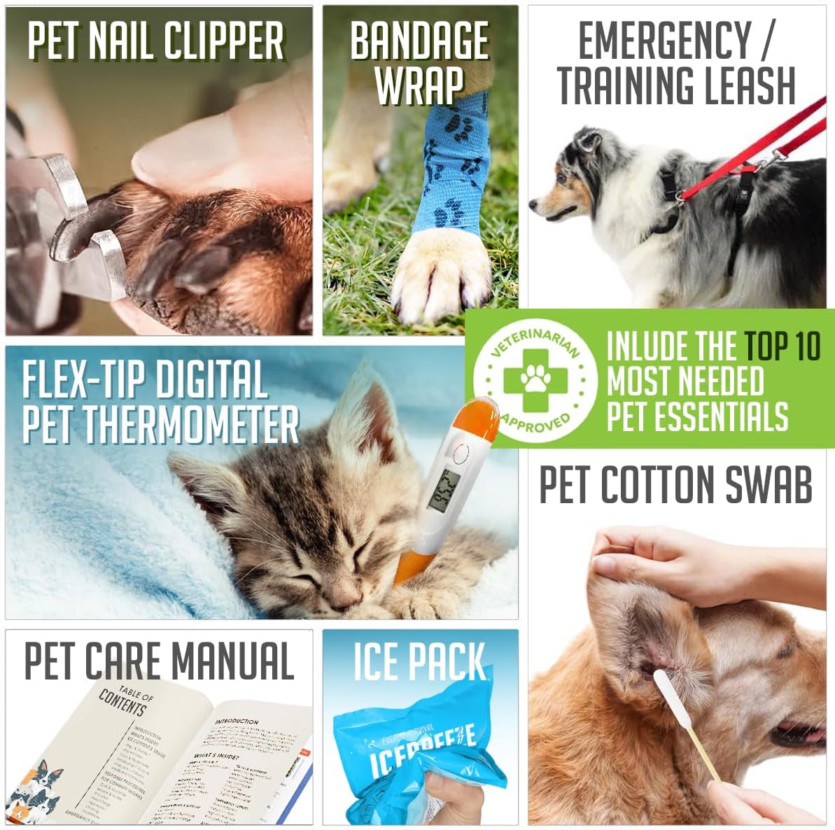 EVERLIT Pet Medic First Aid Kit | Vet-Approved Animal Care Kit with 95 Pcs Medical, Outdoor & Emergency Supplies to Treat Dogs, Cats | Travel-Friendly Compact Bag for Home, Car and Travel (Blue)