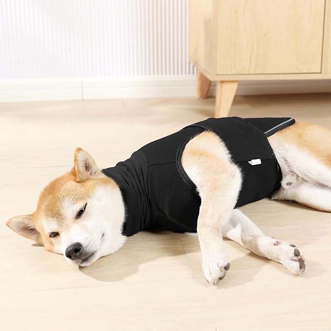 ROZKITCH Dog Anxiety Relief Jacket, Turtleneck Calming Vest for Indoor & Outdoor Use, Breathable Dog Shirt for Separation & Noise Anxiety Black L