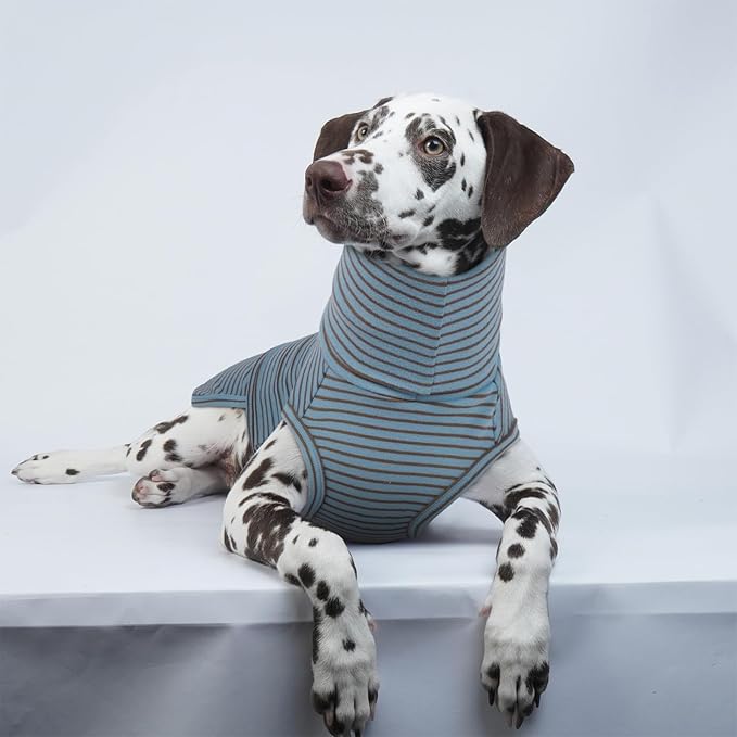 ROZKITCH Calming Hoodie for Dogs, Dog Sweatshirts for Medium Dogs with Hoodie Soft Ears Cover Wrap, Anti Itch Pet Shirt for Fireworks Travel Vet Visit, Anxiety Vest BlueStripe M